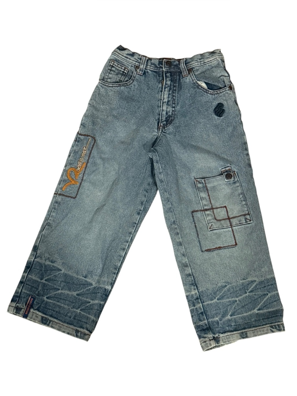 Vintage Y2K Rocawear Boys Size 5 Baggy Wide Leg Jeans Hip Hop Skate Embroidered